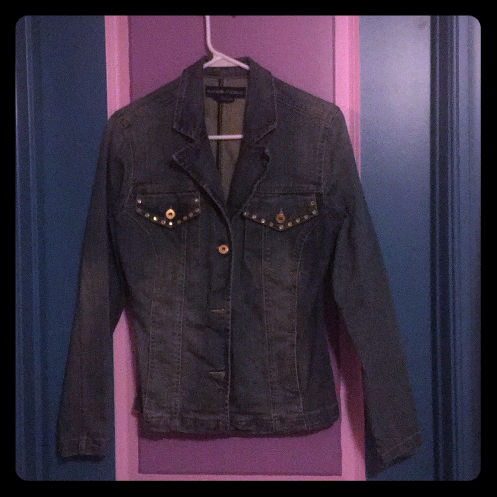 a jean jacket, yellow sequin detailing